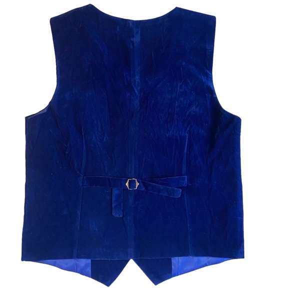 Men’s Blue Suede Button-down Vest - Picture 3 of 14